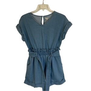 Habitual Light Wash Denim Paperbag‎ Waist Romper Blue Size 14